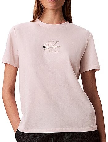 T-shirt Calvin Klein Jeans Clássica Foil Branca para Mulher