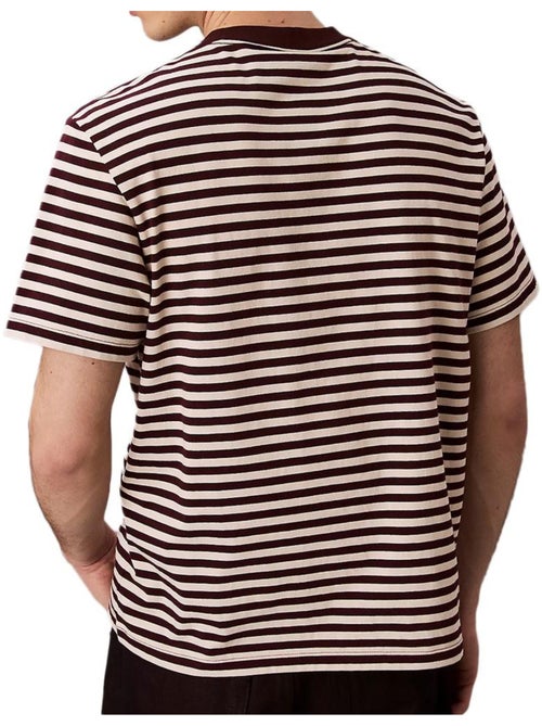 T-Shirt Calvin Klein Jeans de Homem com Riscas Castanhas/Cru - Kiabi T-Shirt Calvin Klein Jeans de Homem com Riscas Castanhas/Cru - Kiabi