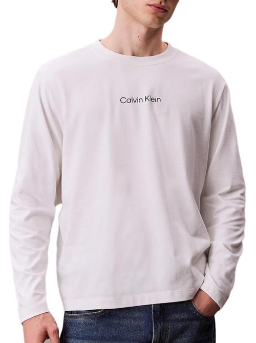 T-shirt calvin klein jeans de manga comprida branco para homem - Kiabi T-shirt calvin klein jeans de manga comprida branco para homem - Kiabi