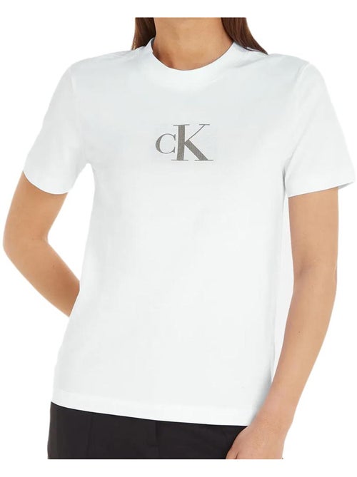 T-shirt Calvin Klein Jeans de Mulher com Lantejoulas Branco - Kiabi T-shirt Calvin Klein Jeans de Mulher com Lantejoulas Branco - Kiabi