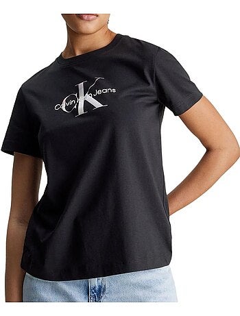 T-shirt Calvin Klein Jeans Difusa Preta para Mulher