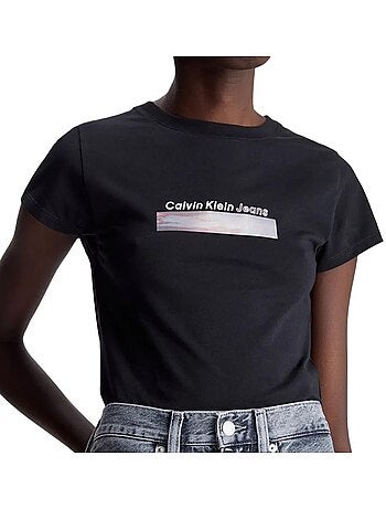 T-shirt Calvin Klein Jeans Difused Box Fitted Preto para Mulher