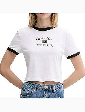 T-Shirt Calvin Klein Jeans Drapey Jersey Branco para Mulher