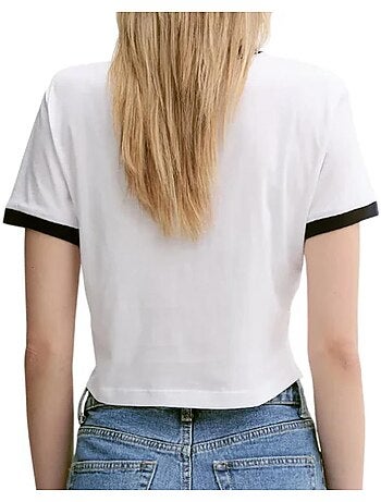 T-Shirt Calvin Klein Jeans Drapey Jersey Branco para Mulher