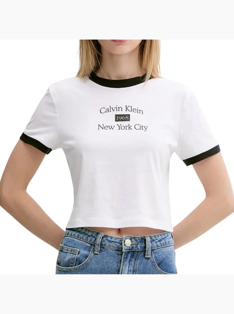 T-Shirt Calvin Klein Jeans Drapey Jersey Branco para Mulher Branco - Kiabi