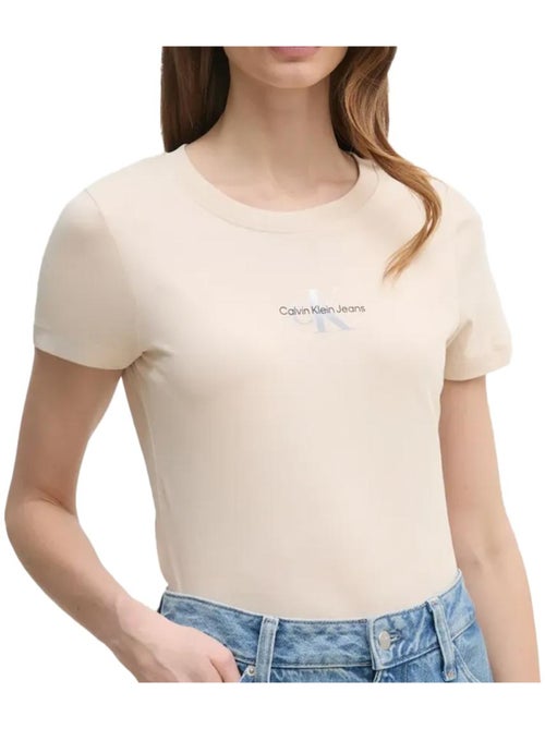 T-shirt Calvin Klein Jeans Gradiente Bege para Mulher - Kiabi