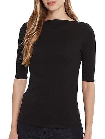 T-Shirt Calvin Klein Jeans Half Supima Barco Preto para Mulher