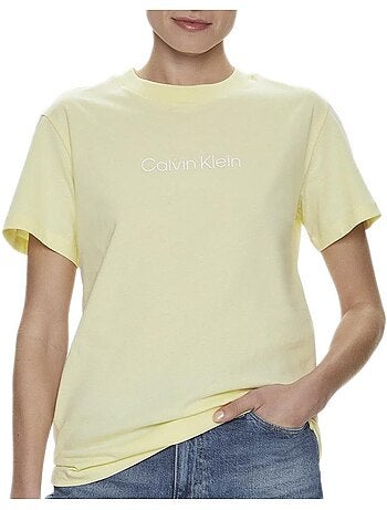 T-shirt Calvin Klein Jeans Hero Logo Amarelo para Mulher
