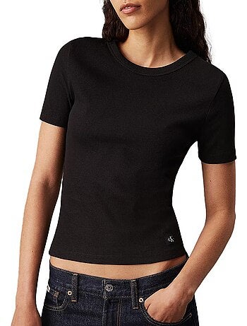 T-shirt Calvin Klein Jeans Label Preto para Mulher