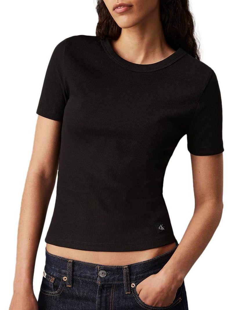 T-shirt Calvin Klein Jeans Label Preto para Mulher Preto - Kiabi