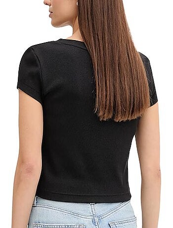 T-Shirt Calvin Klein Jeans Label Ri-cloud Preto para Mulher