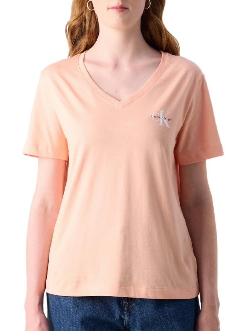T-Shirt Calvin Klein Jeans Laranja e Branco para Mulher LV047C906G Laranja - Kiabi