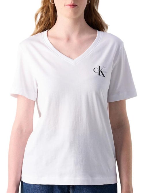 T-Shirt Calvin Klein Jeans Laranja e Branco para Mulher LV047C906G - Kiabi