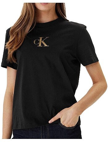 T-shirt calvin klein jeans lv047e804gs preto para mulher