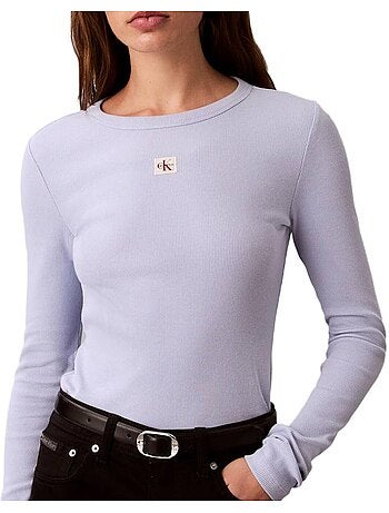 T-shirt manga comprida branca calvin klein jeans para mulher