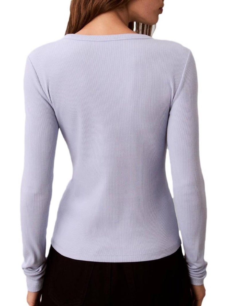 T-Shirt Calvin Klein Jeans Manga Comprida Lilás para Mulher Azul - Kiabi