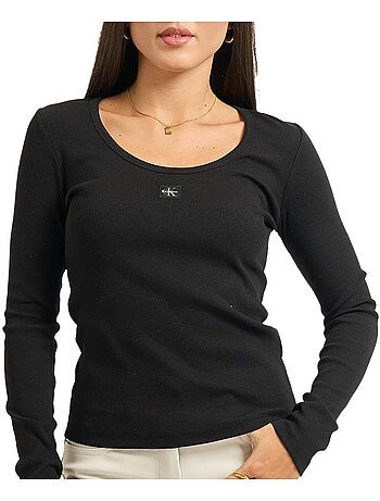 T-Shirt Calvin Klein Jeans Manga Comprida Preta para Mulher