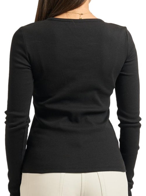 T-Shirt Calvin Klein Jeans Manga Comprida Preta para Mulher - Kiabi