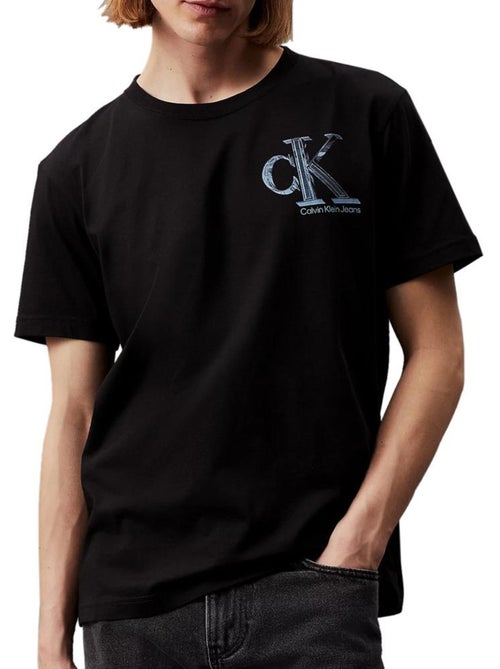 T-shirt Calvin Klein Jeans Meta Monogram Preto para Homem - Kiabi