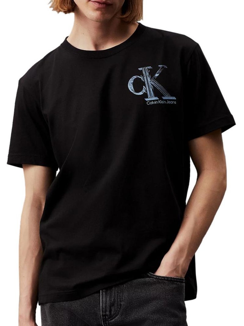 T-shirt Calvin Klein Jeans Meta Monogram Preto para Homem Preto - Kiabi