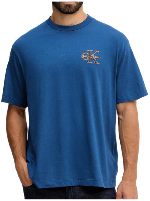 T-Shirt Calvin Klein Jeans Monolog Azul para Homem - Kiabi