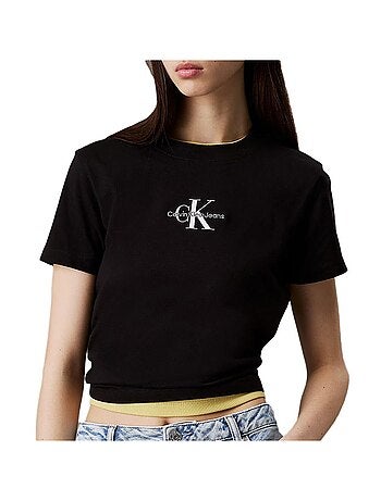 T-shirt Calvin Klein Jeans Monologo Baby para Mulher Preto