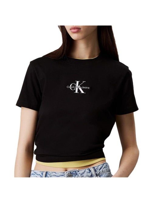 T-shirt Calvin Klein Jeans Monologo Baby para Mulher Preto - Kiabi T-shirt Calvin Klein Jeans Monologo Baby para Mulher Preto - Kiabi