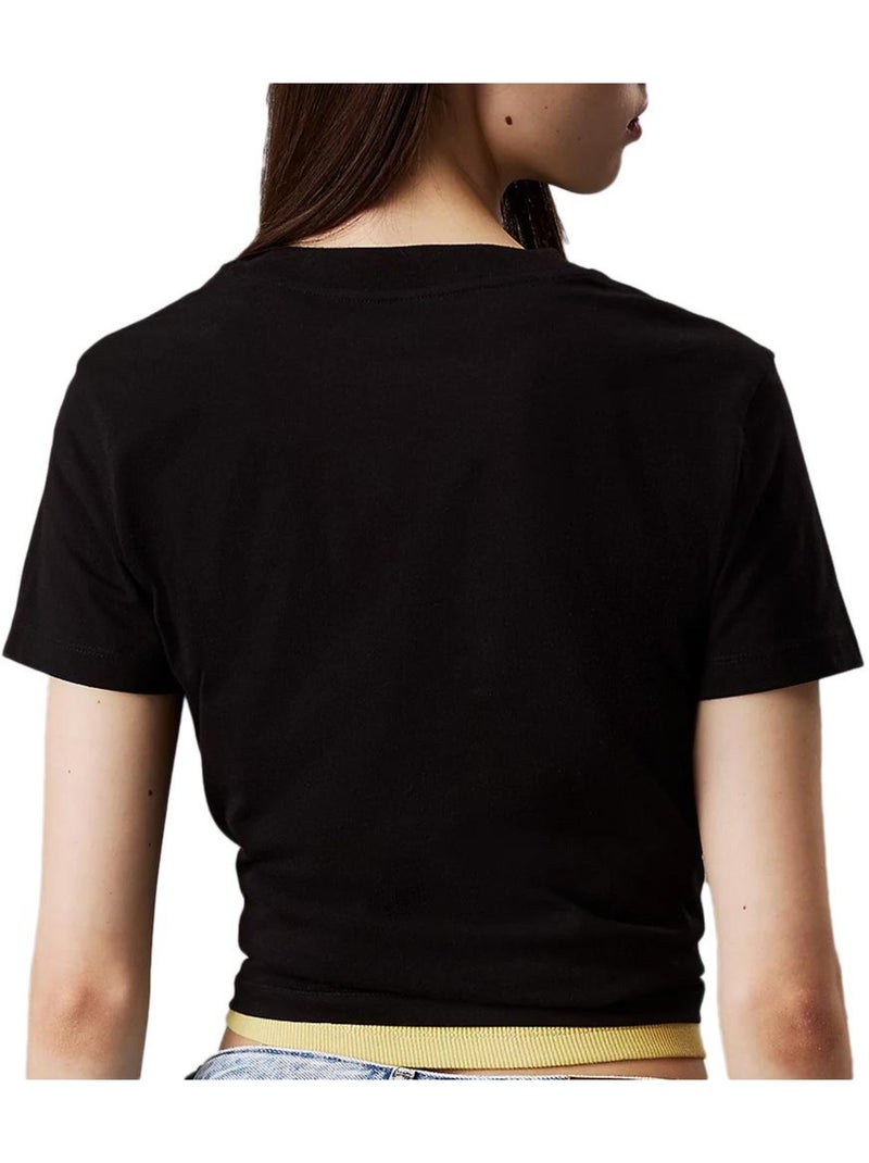 T-shirt Calvin Klein Jeans Monologo Baby para Mulher Preto Preto - Kiabi
