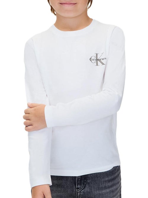 T-Shirt Calvin Klein Jeans Monologo no Peito para Rapaz Branco - Kiabi T-Shirt Calvin Klein Jeans Monologo no Peito para Rapaz Branco - Kiabi
