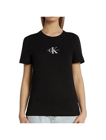 T-shirt Calvin Klein Jeans Monologo Slim para Mulher Preto