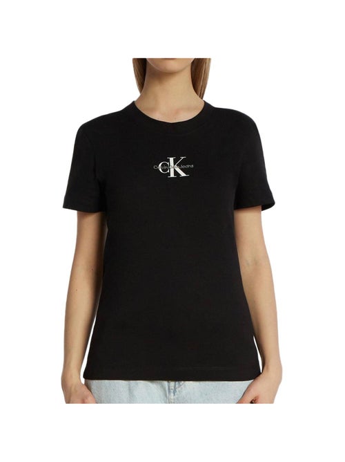 T-shirt Calvin Klein Jeans Monologo Slim para Mulher Preto - Kiabi