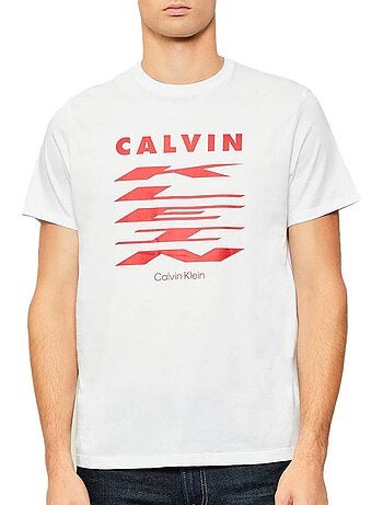 T-Shirt Calvin Klein Jeans para Homem Branco/Vermelho 30s