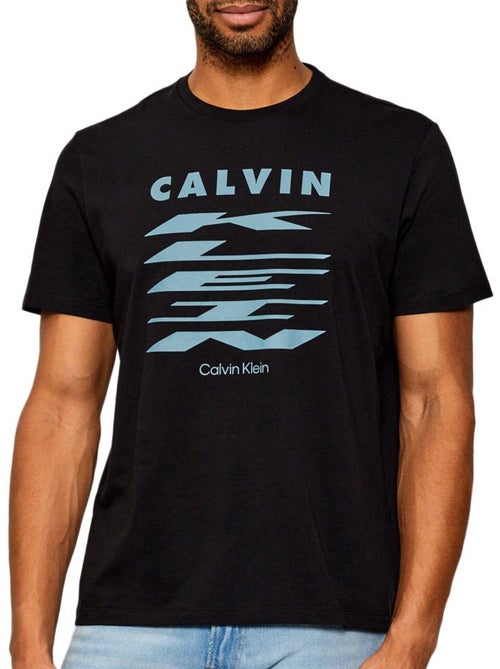 T-Shirt Calvin Klein Jeans para Homem Preto/Azul 30s - Kiabi