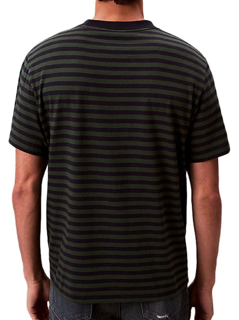 T-Shirt Calvin Klein Jeans Riscas Verde/Marinho para Homem Verde - Kiabi