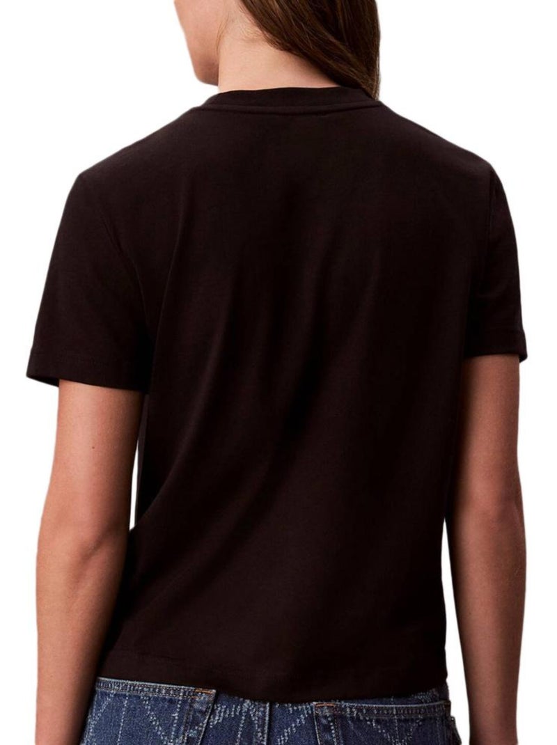 T-Shirt Calvin Klein Jeans Script Ajustada para Mulher Preto - Kiabi