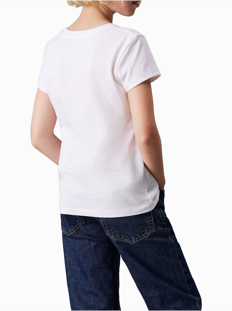 T-Shirt Calvin Klein Jeans Script Branco para Menina Branco - Kiabi