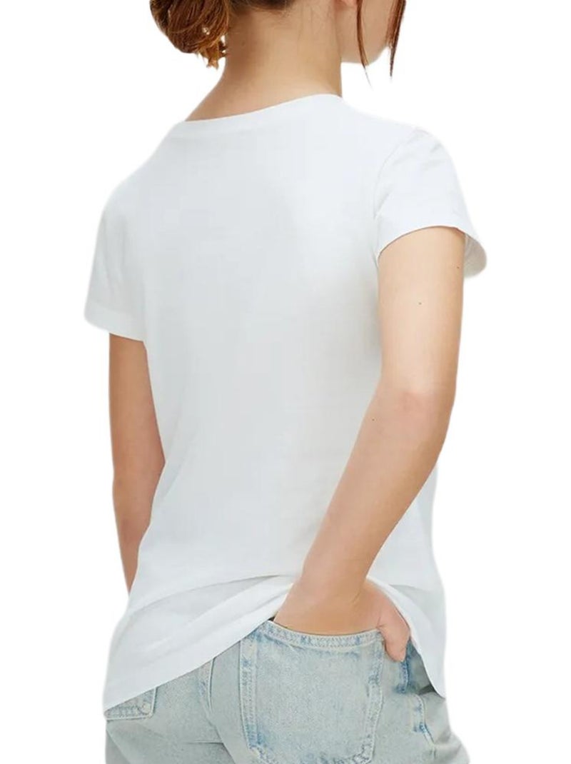 T-shirt calvin klein jeans script logo branco/laranja para menina Branco - Kiabi