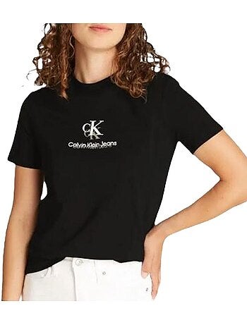 T-Shirt Calvin Klein Jeans Shadow Graphic para Mulher em Preto