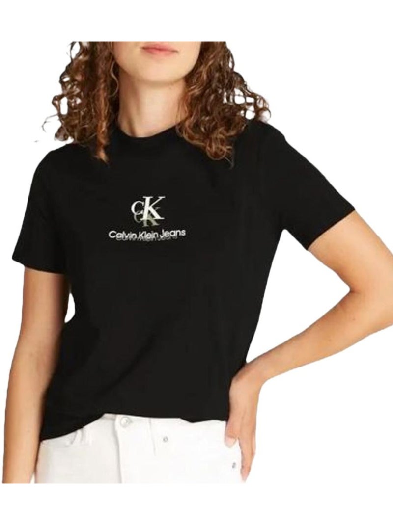T-Shirt Calvin Klein Jeans Shadow Graphic para Mulher em Preto Preto - Kiabi