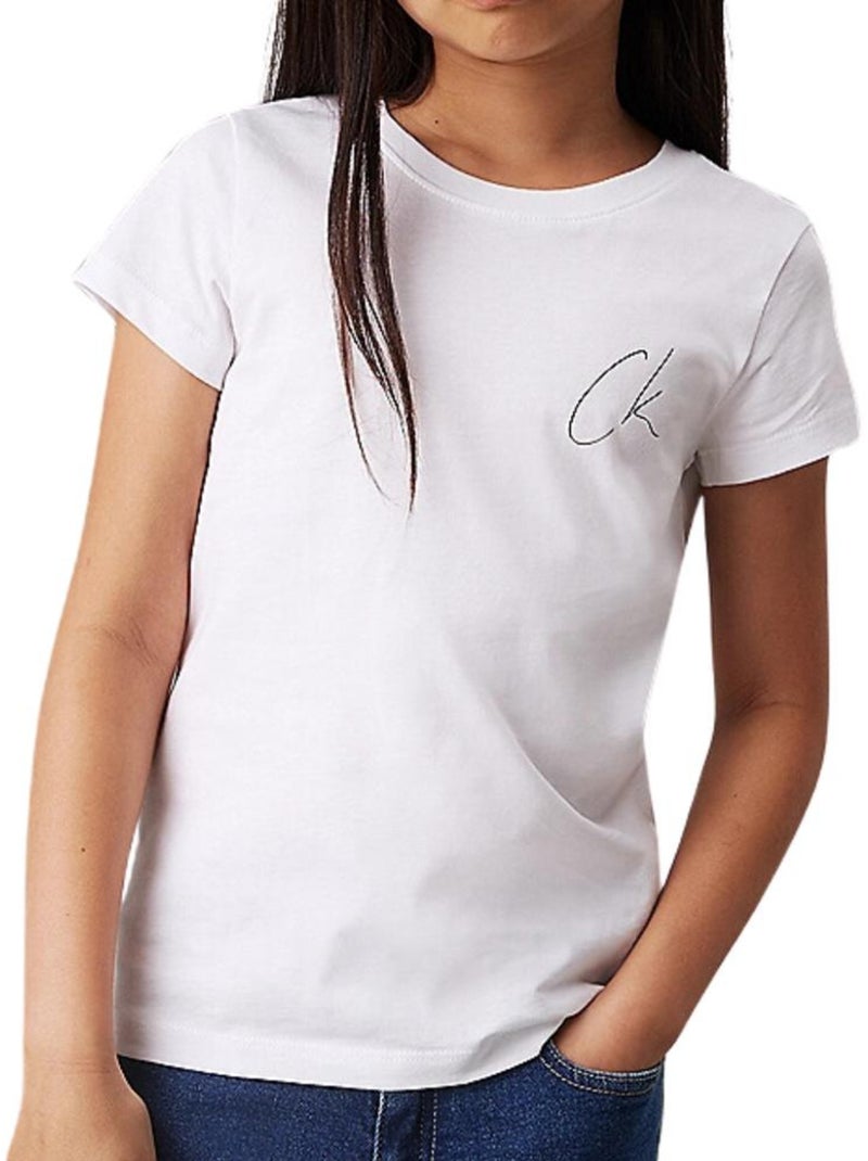T-shirt calvin klein jeans signage branco para menina Branco - Kiabi