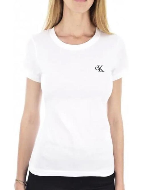 T-Shirt Calvin Klein Jeans Slim com Bordado para Mulher - Kiabi T-Shirt Calvin Klein Jeans Slim com Bordado para Mulher - Kiabi