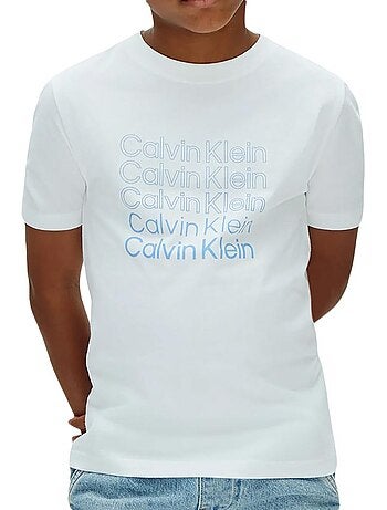 T-shirt calvin klein jeans stacked azul claro para rapaz