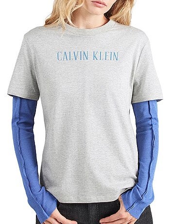 T-shirt calvin klein jeans varsity cinzenta para mulher