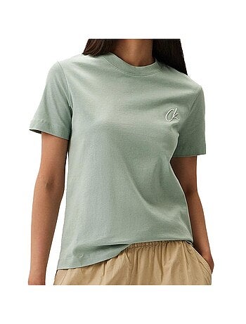T-shirt Rosa Calvin Klein Jeans Bordada para Mulher