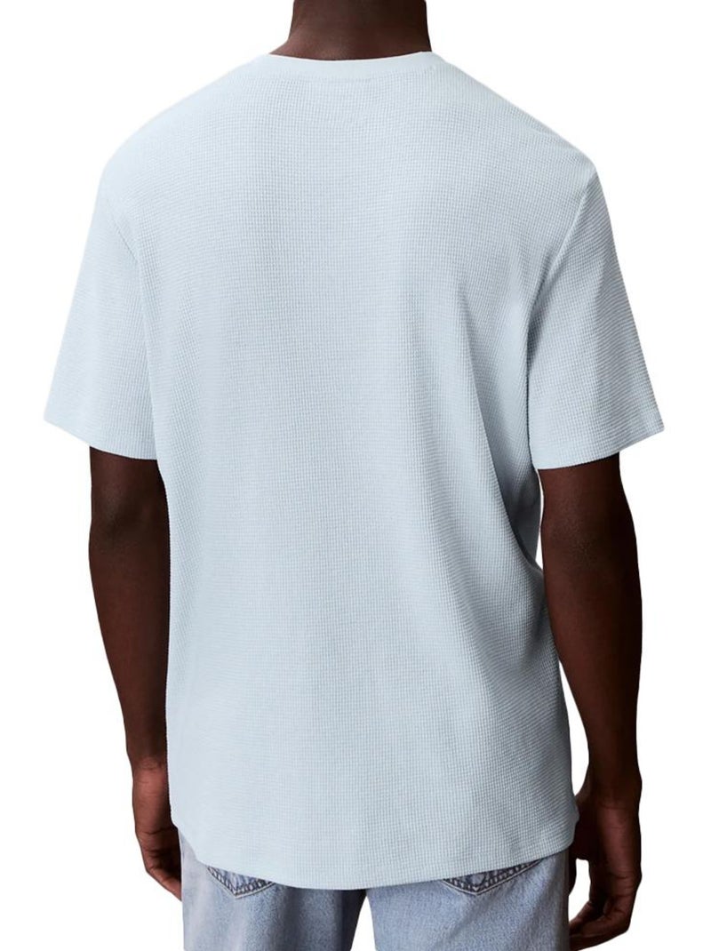 T-Shirt Calvin Klein Jeans Waffle Badge Azul Claro para Homem Azul - Kiabi