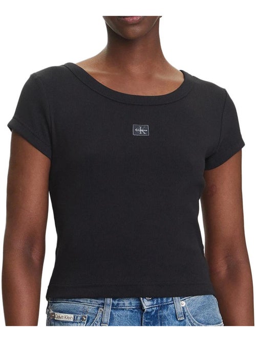 T-Shirt Calvin Klein Preto para Mulher com Etiqueta 2x2 - Kiabi