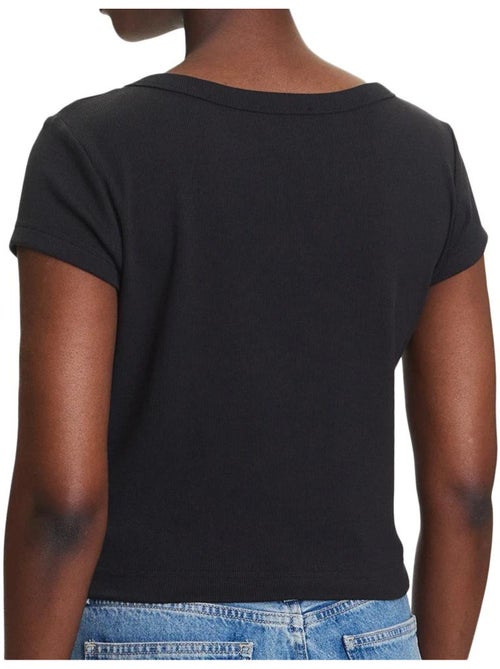 T-Shirt Calvin Klein Preto para Mulher com Etiqueta 2x2 - Kiabi