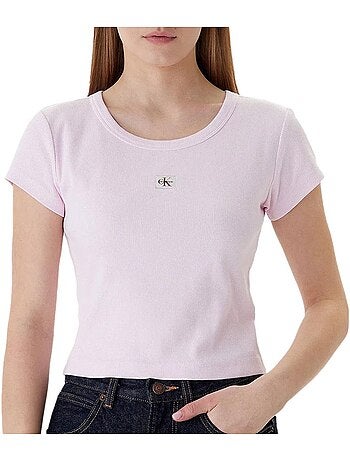 T-shirt calvin klein rosa pó mulher etiqueta 2x2