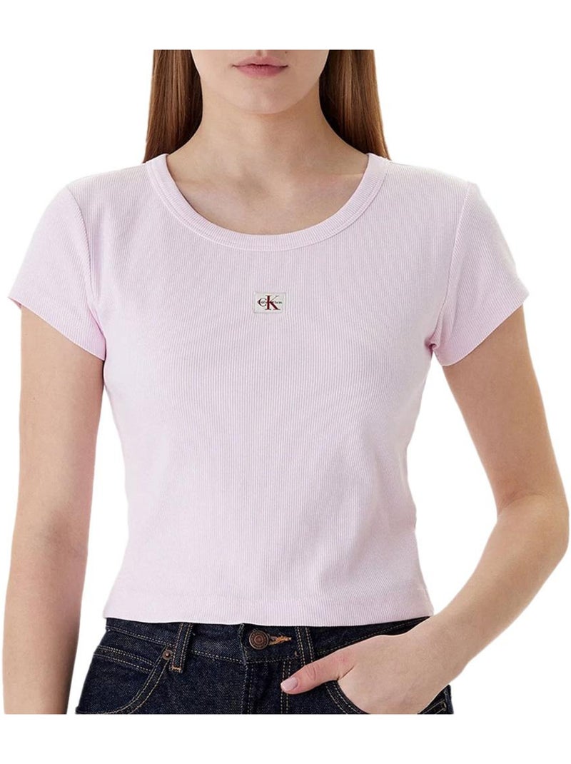 T-Shirt Calvin Klein Rosa Pó Mulher Etiqueta 2x2 Rosa - Kiabi