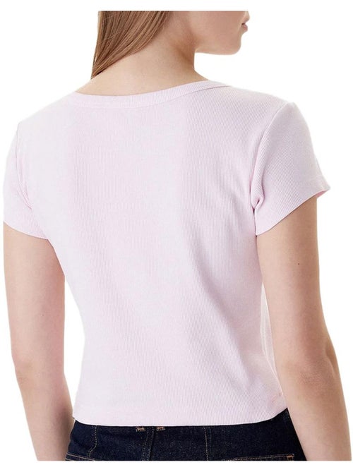 T-Shirt Calvin Klein Rosa Pó Mulher Etiqueta 2x2 - Kiabi T-Shirt Calvin Klein Rosa Pó Mulher Etiqueta 2x2 - Kiabi